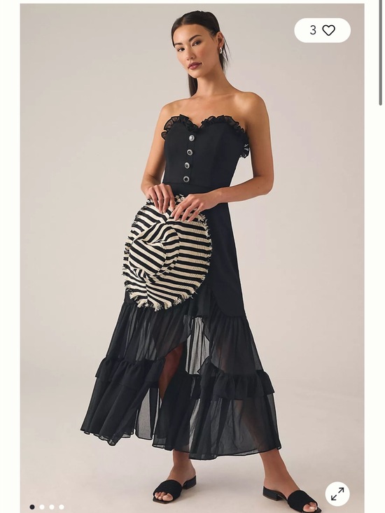 Anthropologie Dresses & Skirts - Hutch Strapless Tiered Ruffle Side-Slit Dress